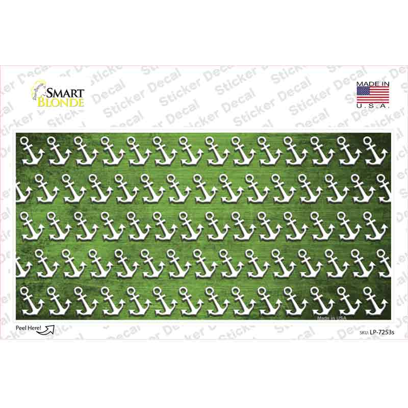 Lime Green White Anchor Oil Rubbed Novelty Sticker Decal