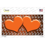 Orange White Anchor Hearts Oil Rubbed Novelty Sticker Decal