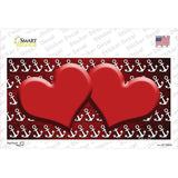 Red White Anchor Hearts Oil Rubbed Novelty Sticker Decal