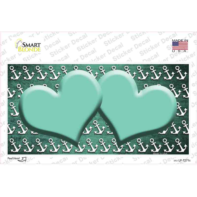 Mint White Anchor Hearts Oil Rubbed Novelty Sticker Decal