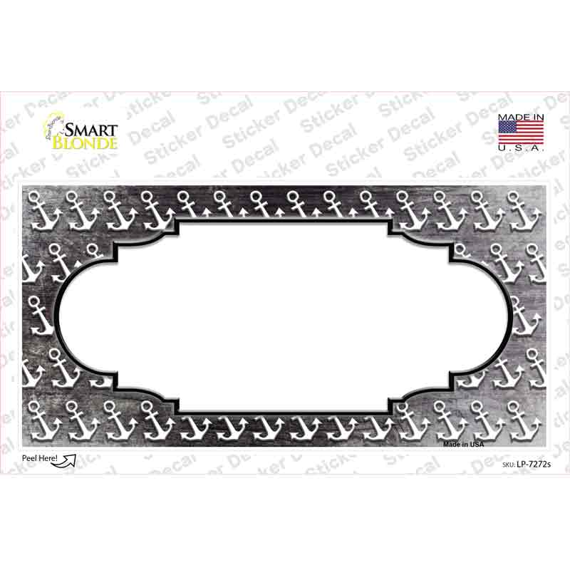 Black White Anchor Scallop Oil Rubbed Novelty Sticker Decal