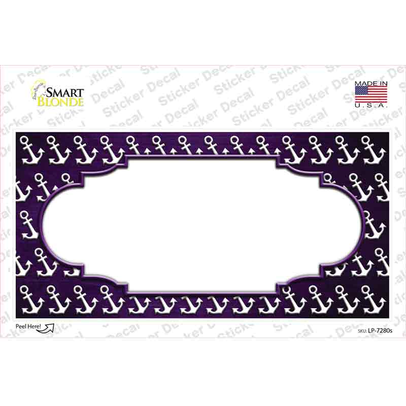 Purple White Anchor Scallop Oil Rubbed Novelty Sticker Decal