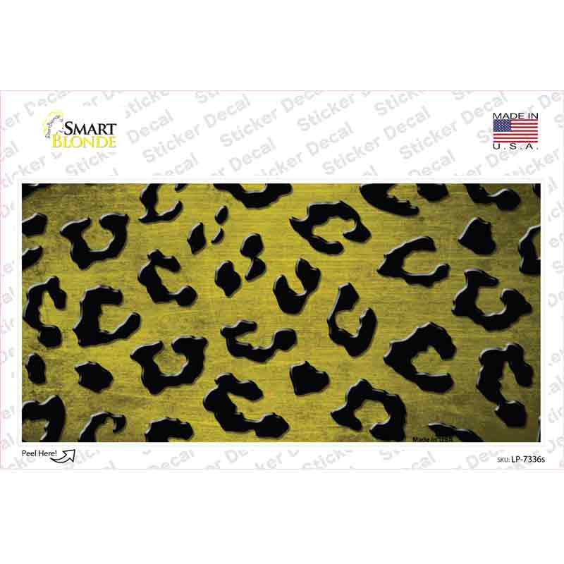 Yellow Black Cheetah Oil Rubbed Novelty Sticker Decal