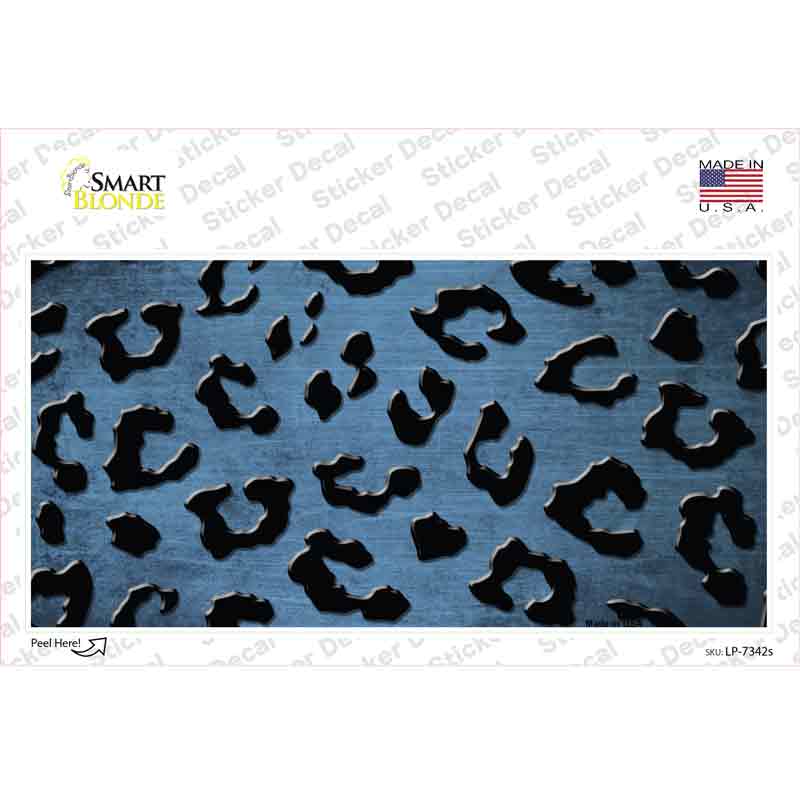 Light Blue Black Cheetah Oil Rubbed Novelty Sticker Decal