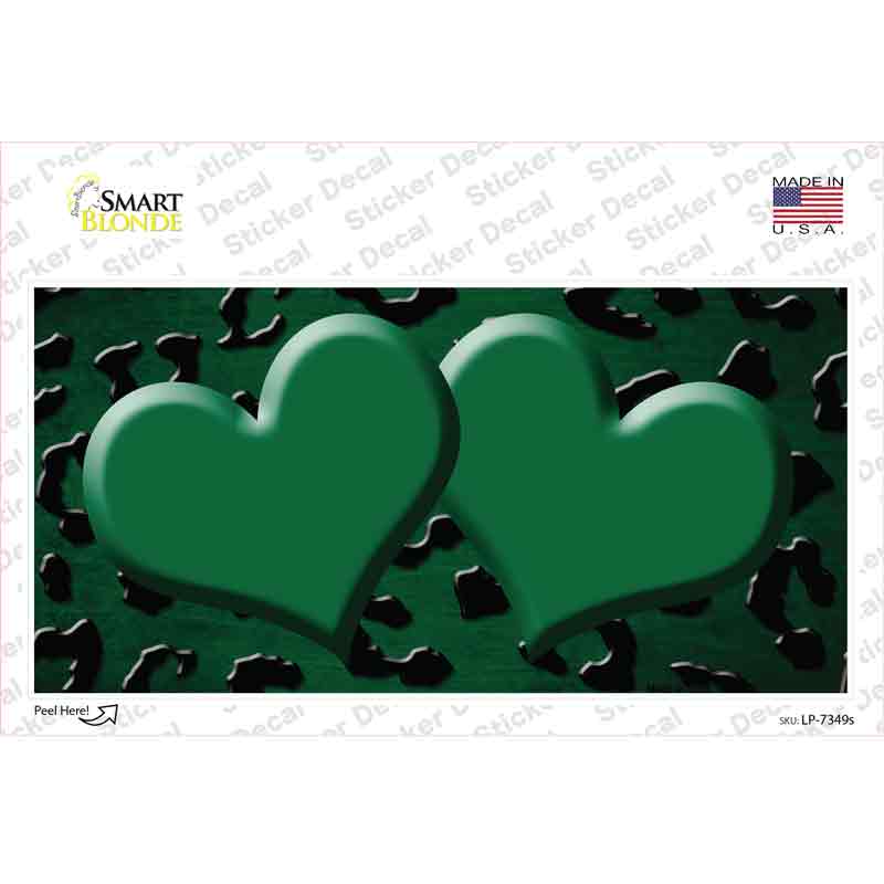 Green Black Cheetah Hearts Oil Rubbed Novelty Sticker Decal