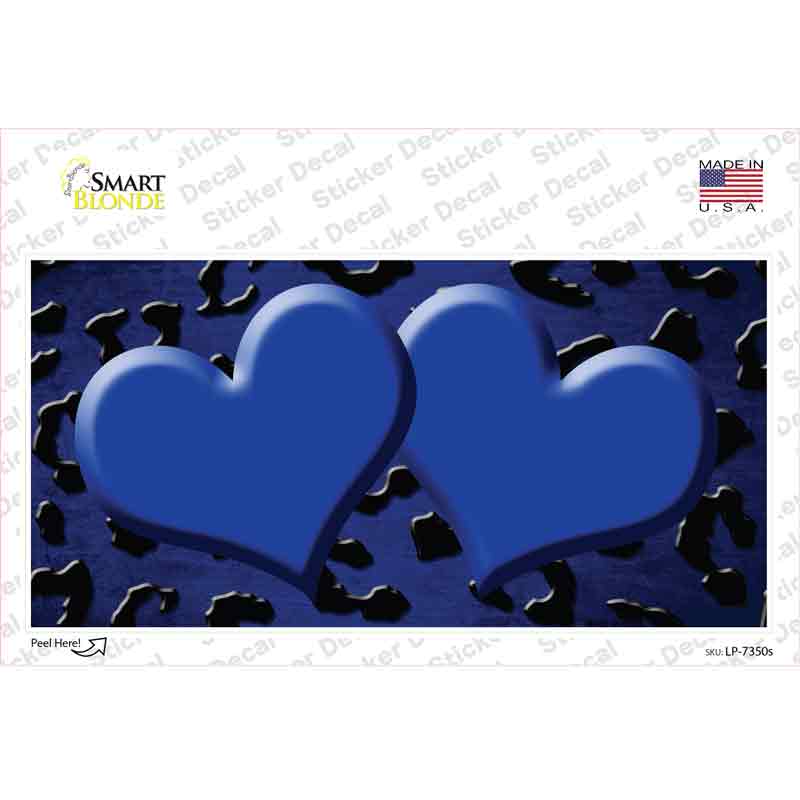 Blue Black Cheetah Hearts Oil Rubbed Novelty Sticker Decal