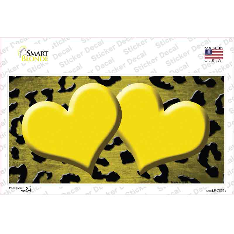 Yellow Black Cheetah Hearts Oil Rubbed Novelty Sticker Decal