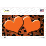 Orange Black Cheetah Hearts Oil Rubbed Novelty Sticker Decal