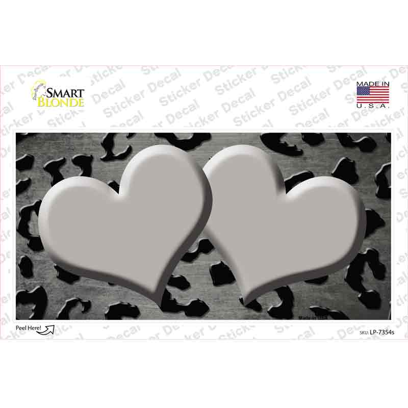 Gray Black Cheetah Hearts Oil Rubbed Novelty Sticker Decal