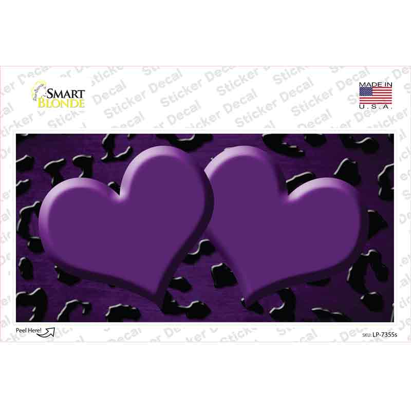 Purple Black Cheetah Hearts Oil Rubbed Novelty Sticker Decal