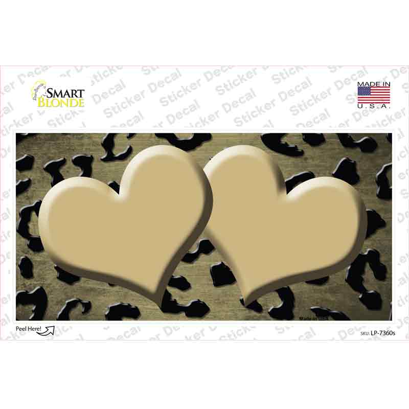 Gold Black Cheetah Hearts Oil Rubbed Novelty Sticker Decal