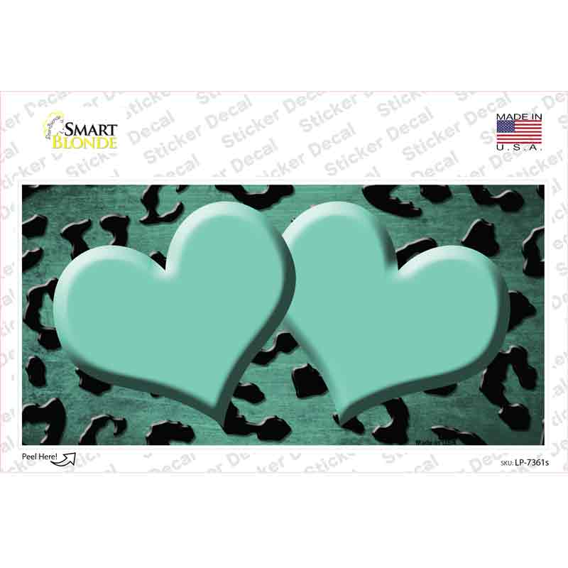 Mint Black Cheetah Hearts Oil Rubbed Novelty Sticker Decal