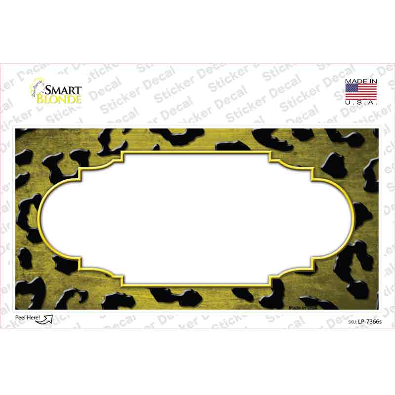 Yellow Black Cheetah Scallop Oil Rubbed Novelty Sticker Decal