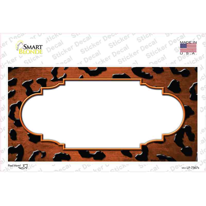 Orange Black Cheetah Scallop Oil Rubbed Novelty Sticker Decal