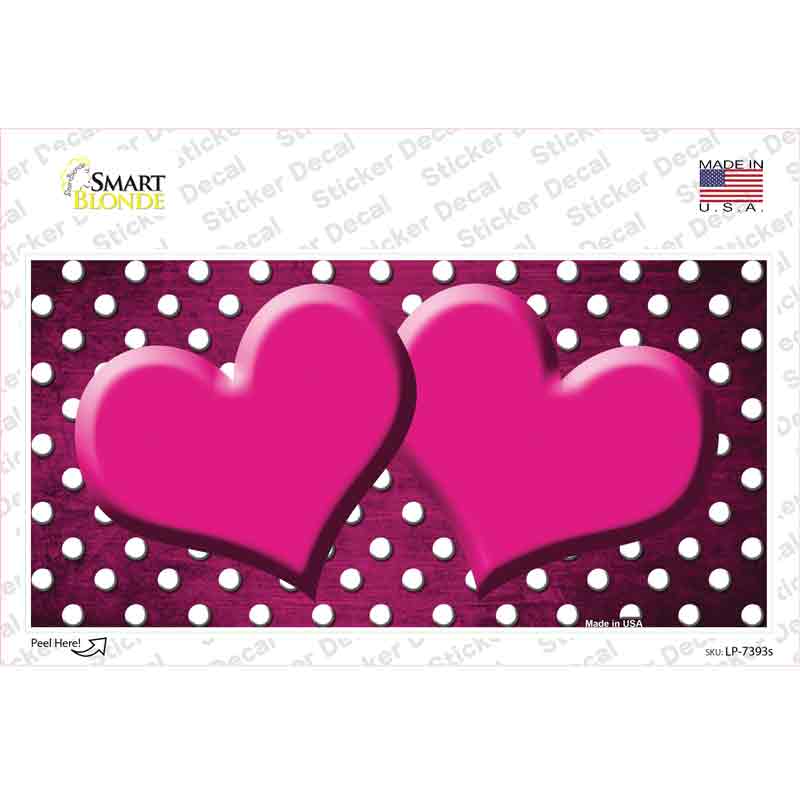 Pink White Small Dots Hearts Oil Rubbed Novelty Sticker Decal