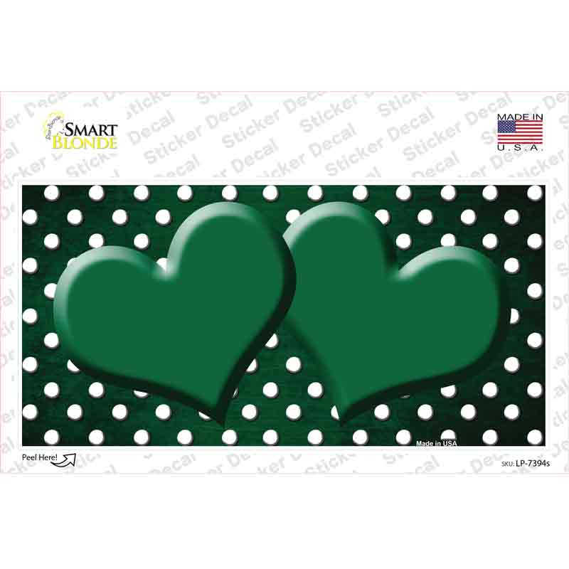 Green White Small Dots Hearts Oil Rubbed Novelty Sticker Decal