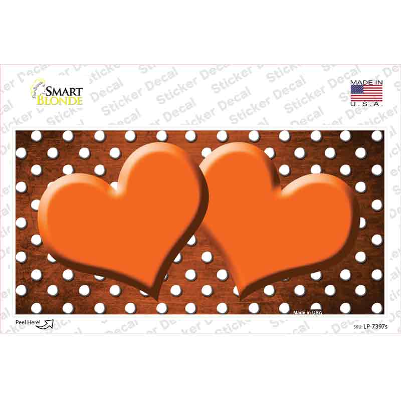 Orange White Small Dots Hearts Oil Rubbed Novelty Sticker Decal