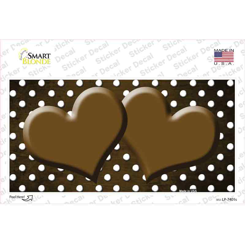 Brown White Small Dots Hearts Oil Rubbed Novelty Sticker Decal
