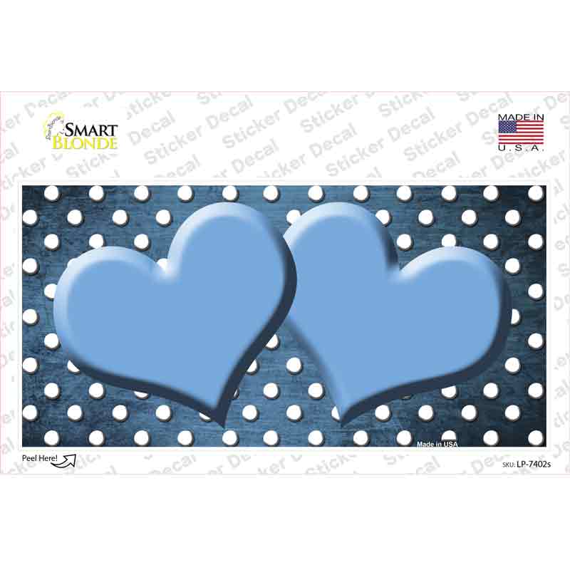 Light Blue White Small Dots Hearts Oil Rubbed Novelty Sticker Decal