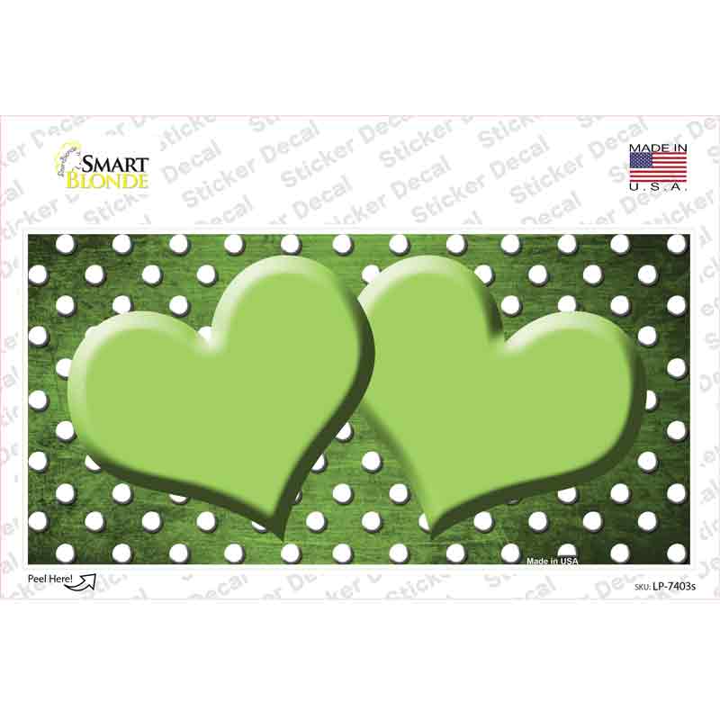 Lime Green White Small Dots Hearts Oil Rubbed Novelty Sticker Decal