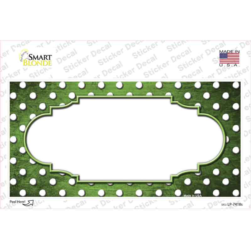 Lime Green White Small Dots Scallop Oil Rubbed Novelty Sticker Decal