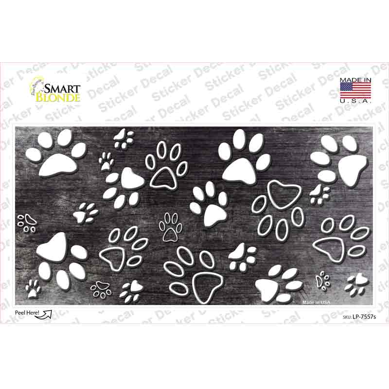 Black White Paw Oil Rubbed Novelty Sticker Decal