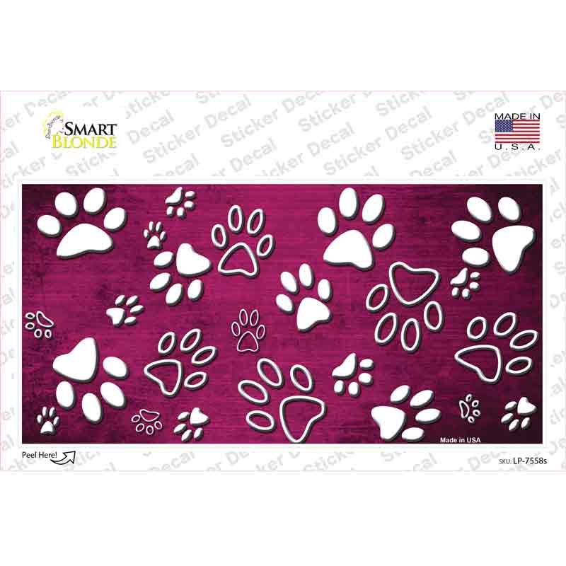 Pink White Paw Oil Rubbed Novelty Sticker Decal