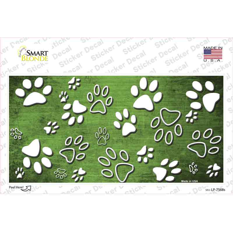 Lime Green White Paw Oil Rubbed Novelty Sticker Decal
