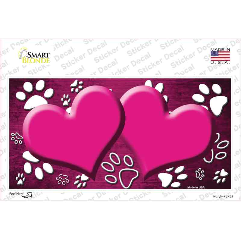 Paw Heart Pink White Novelty Sticker Decal