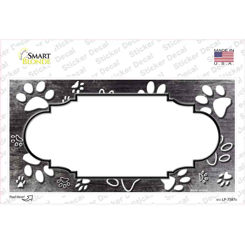 Paw Scallop Black White Novelty Sticker Decal