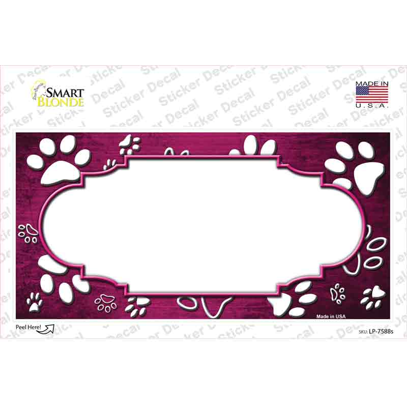 Paw Scallop Pink White Novelty Sticker Decal