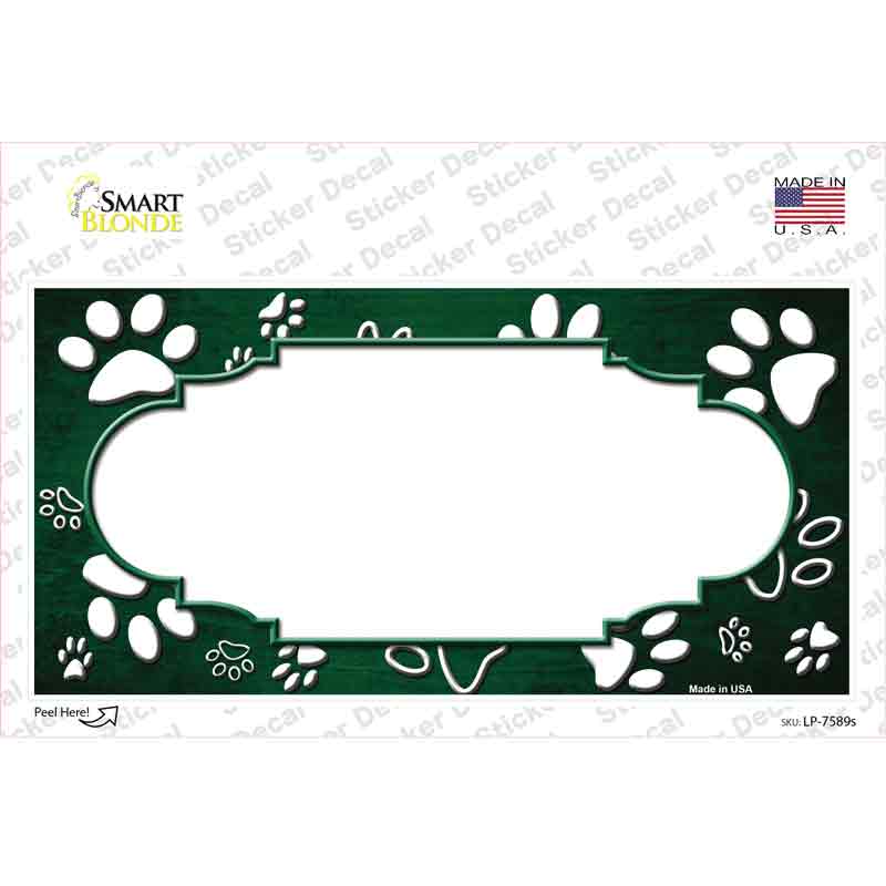 Paw Scallop Green White Novelty Sticker Decal