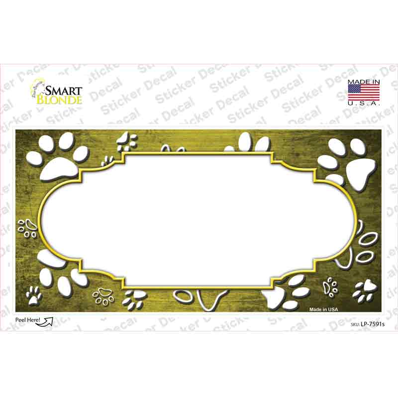Paw Scallop Yellow White Novelty Sticker Decal