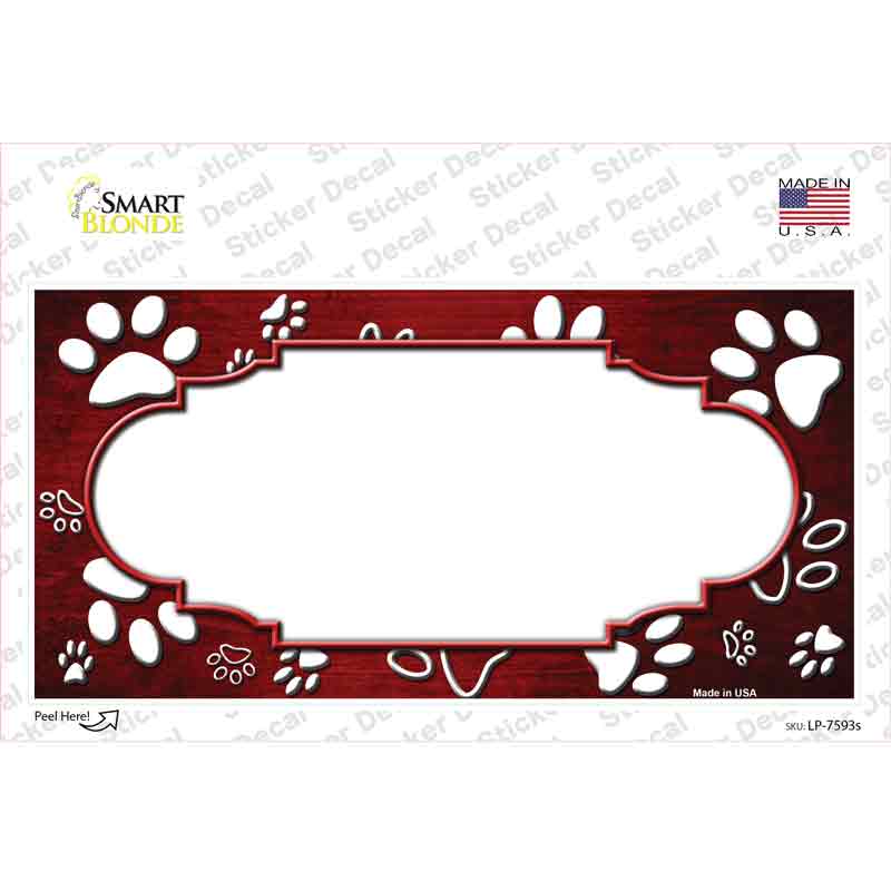Paw Scallop Red White Novelty Sticker Decal