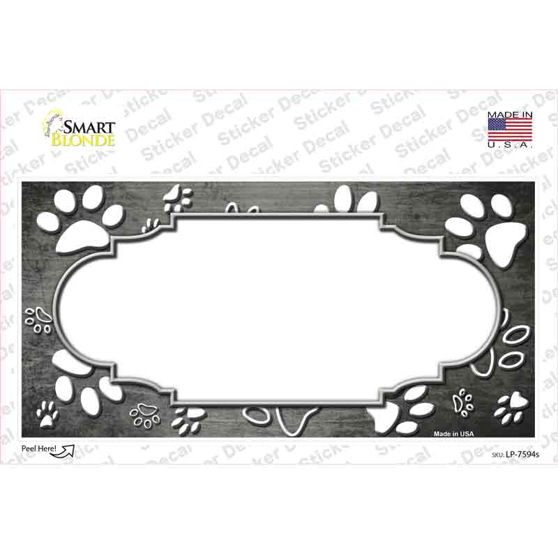 Paw Scallop Gray White Novelty Sticker Decal