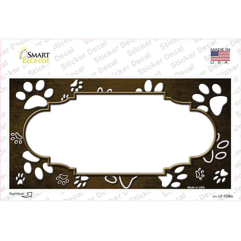 Paw Scallop Brown White Novelty Sticker Decal