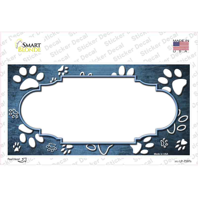 Paw Scallop Light Blue White Novelty Sticker Decal