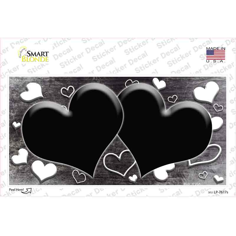 Black White Love Hearts Oil Rubbed Novelty Sticker Decal