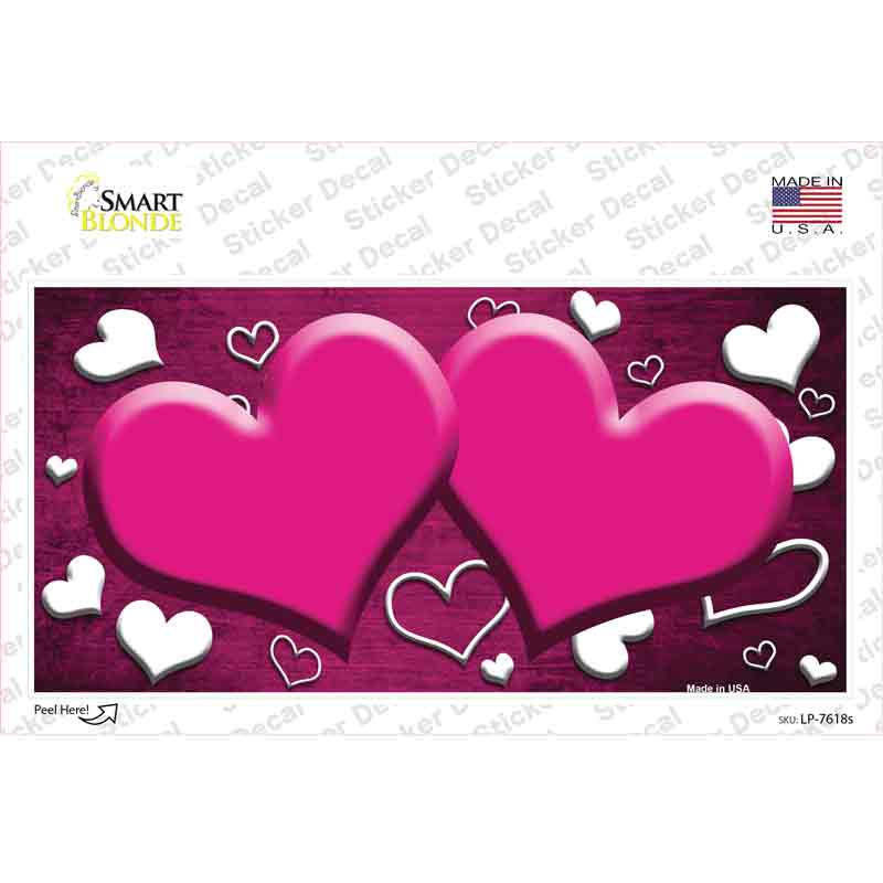 Pink White Love Hearts Oil Rubbed Novelty Sticker Decal
