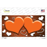 Orange White Love Hearts Oil Rubbed Novelty Sticker Decal
