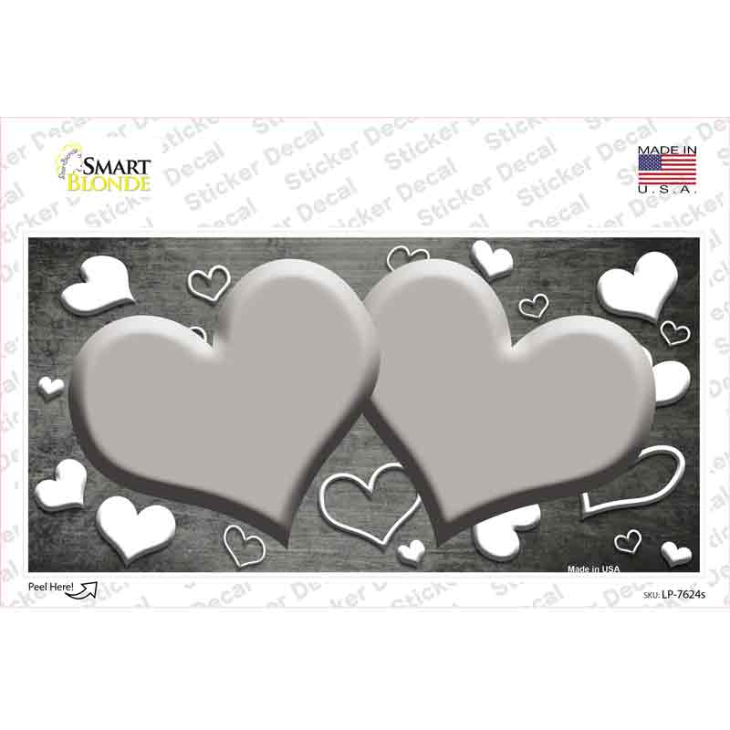 Gray White Love Hearts Oil Rubbed Novelty Sticker Decal