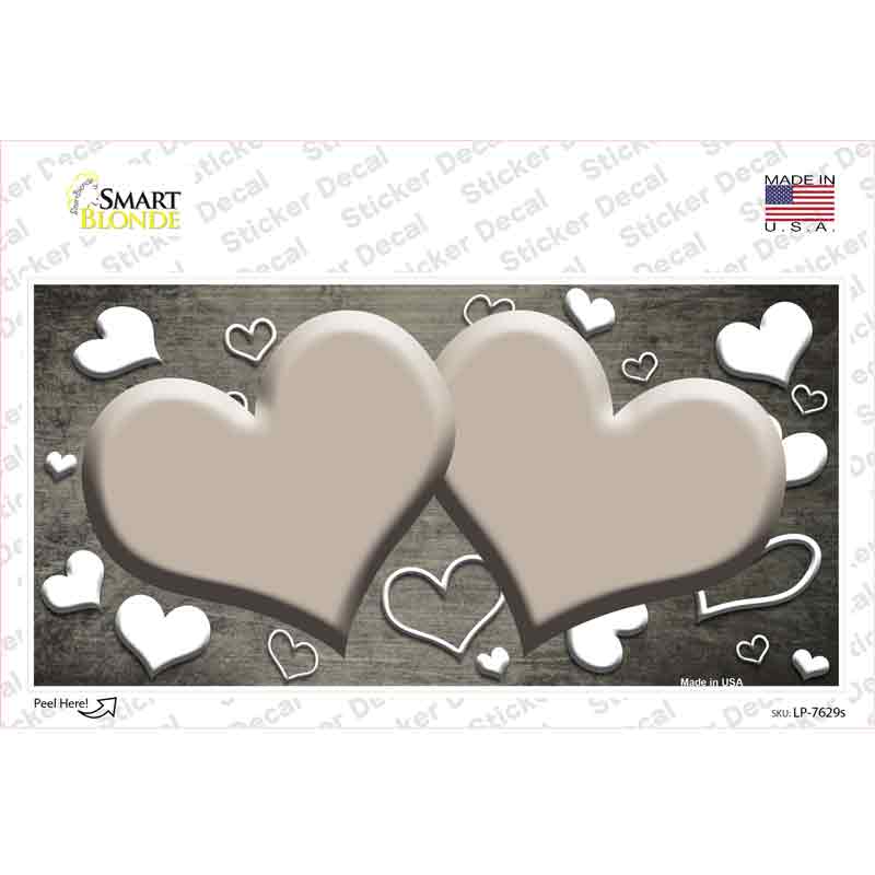 Tan White Love Hearts Oil Rubbed Novelty Sticker Decal