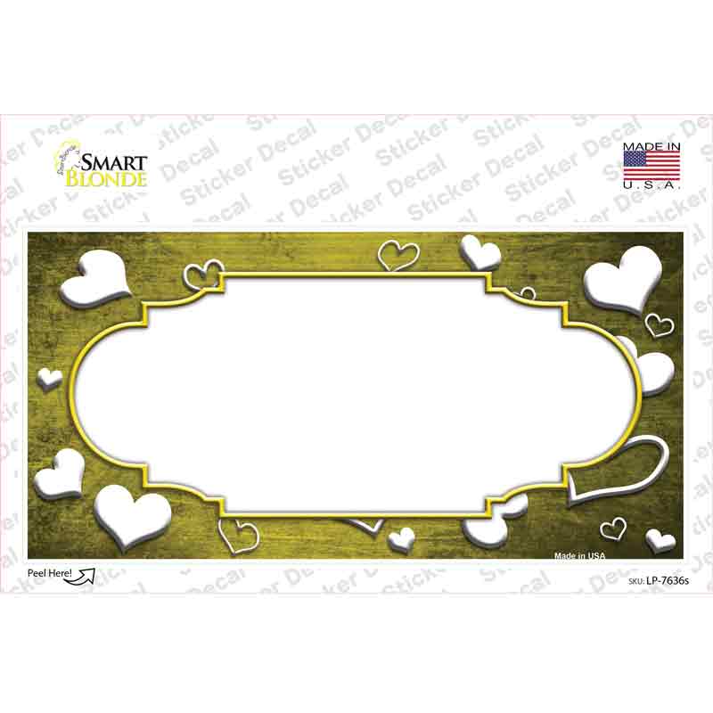 Yellow White Love Scallop Oil Rubbed Novelty Sticker Decal