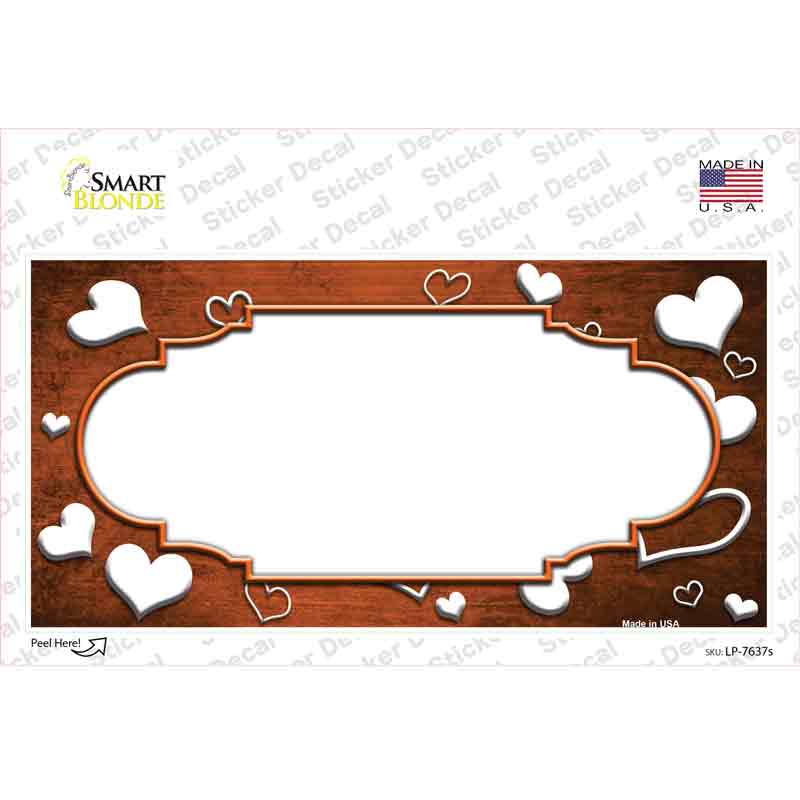 Orange White Love Scallop Oil Rubbed Novelty Sticker Decal