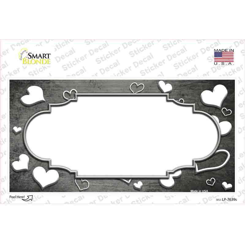 Gray White Love Scallop Oil Rubbed Novelty Sticker Decal