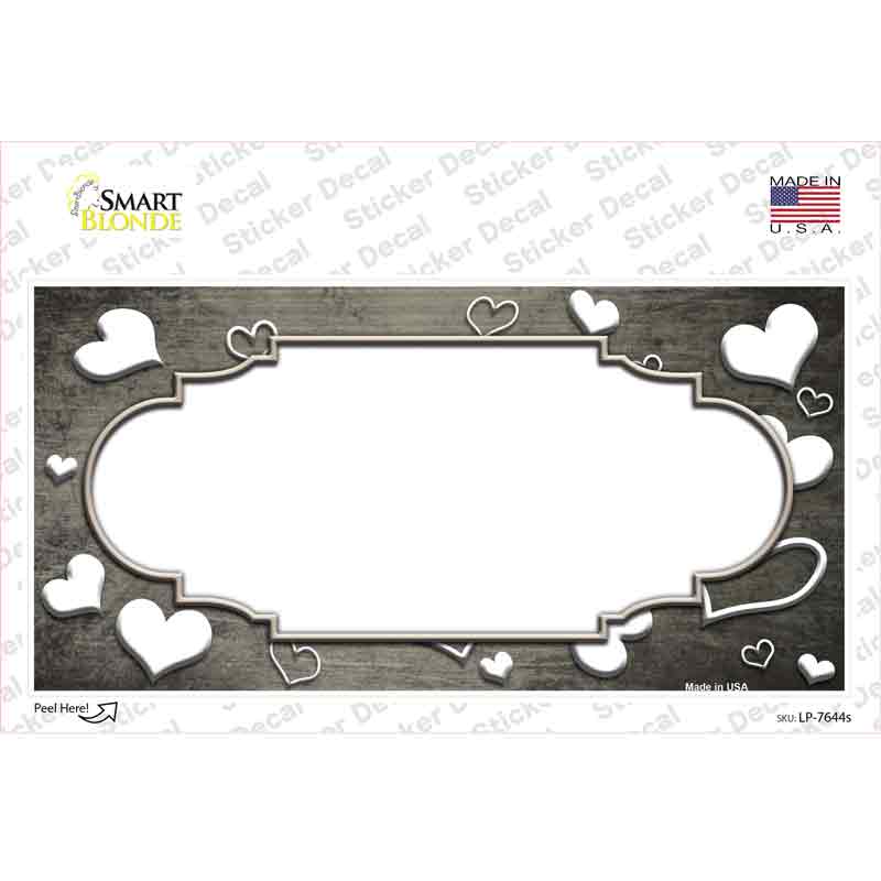 Tan White Love Scallop Oil Rubbed Novelty Sticker Decal