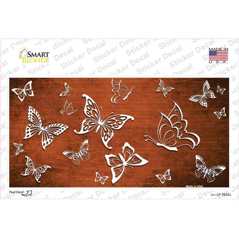 Orange White Butterfly Oil Rubbed Novelty Sticker Decal