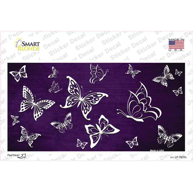 Purple White Butterfly Oil Rubbed Novelty Sticker Decal