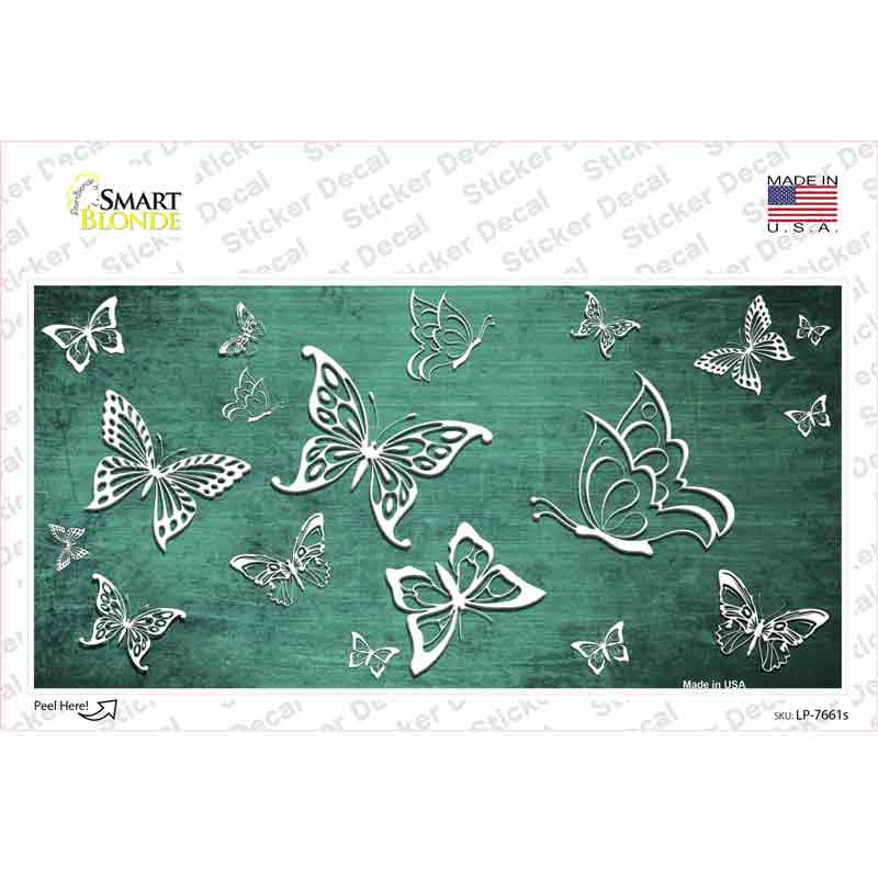 Mint White Butterfly Oil Rubbed Novelty Sticker Decal