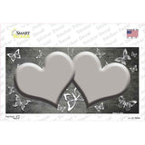 Gray White Hearts Butterfly Oil Rubbed Novelty Sticker Decal
